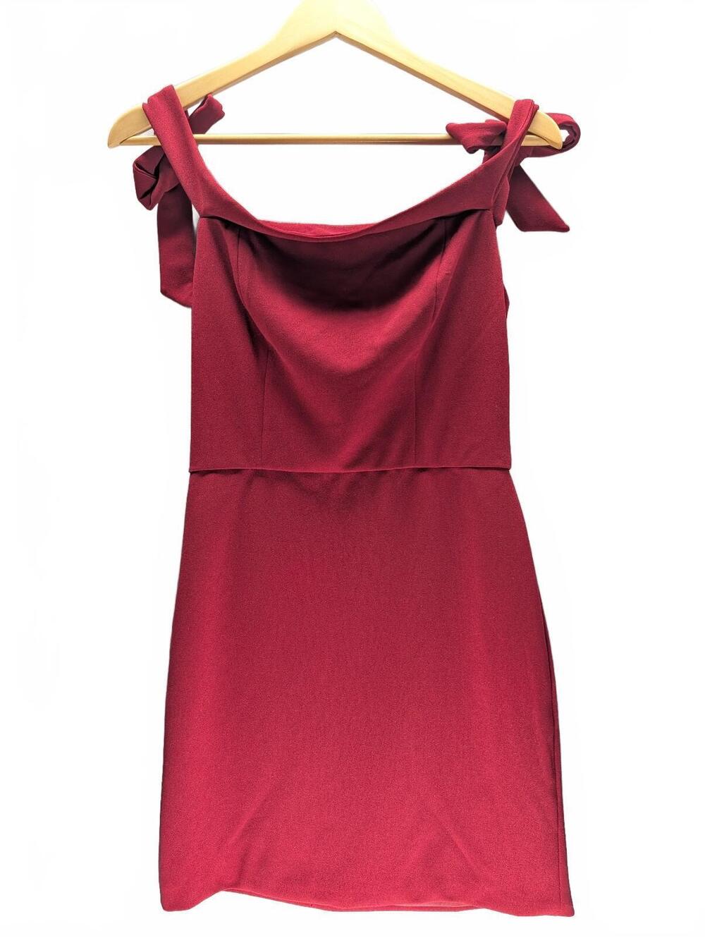Chic Burgundy Sleeveless Mini Dress with Tie Shoulder Straps